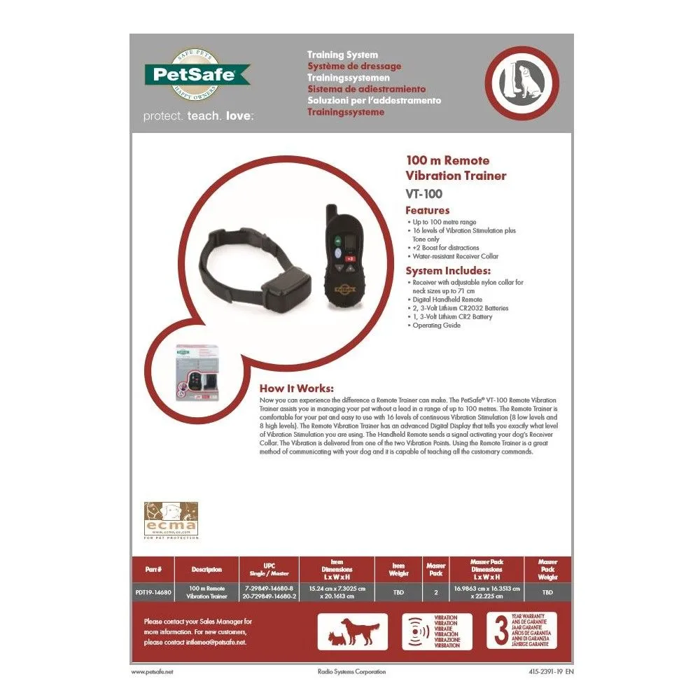 Petsafe Vibration Remote Trainer 100 m
